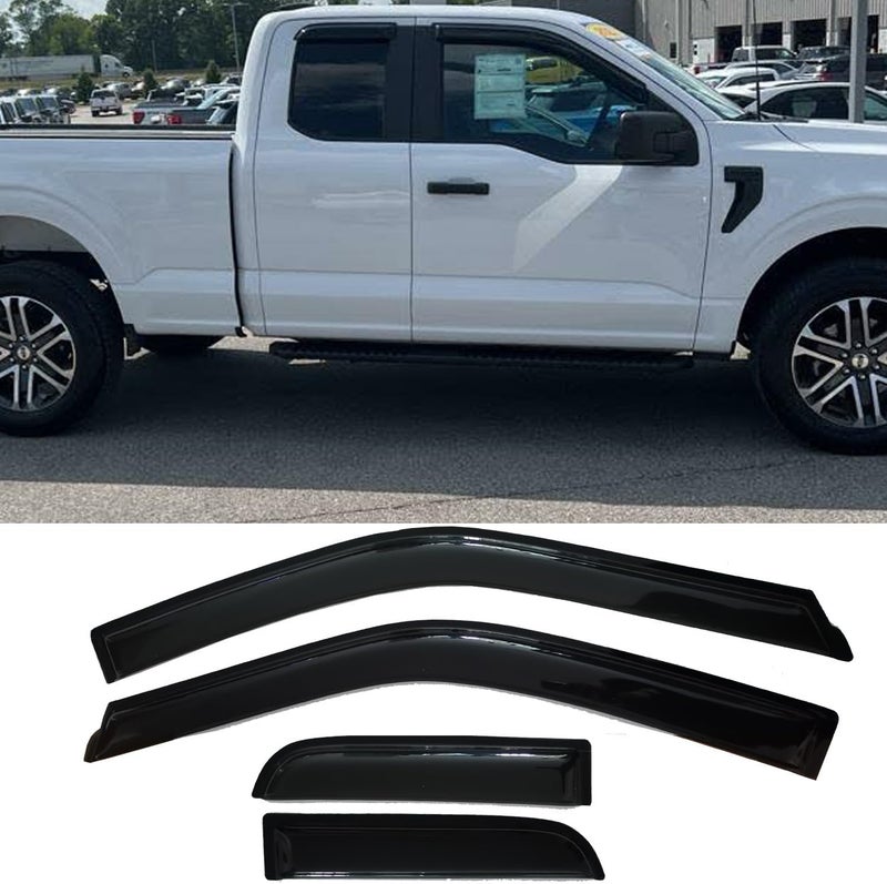 TONOYTIM Window Visors Rain Guards Side Wind Deflectors for 2015-2025 Ford F150 Extended Cab/Super Cab,2017-2025 F250/350 SuperDuty Super Cab, Vent Guard Shade Sun 94974 4-Pieces Set - Image 3